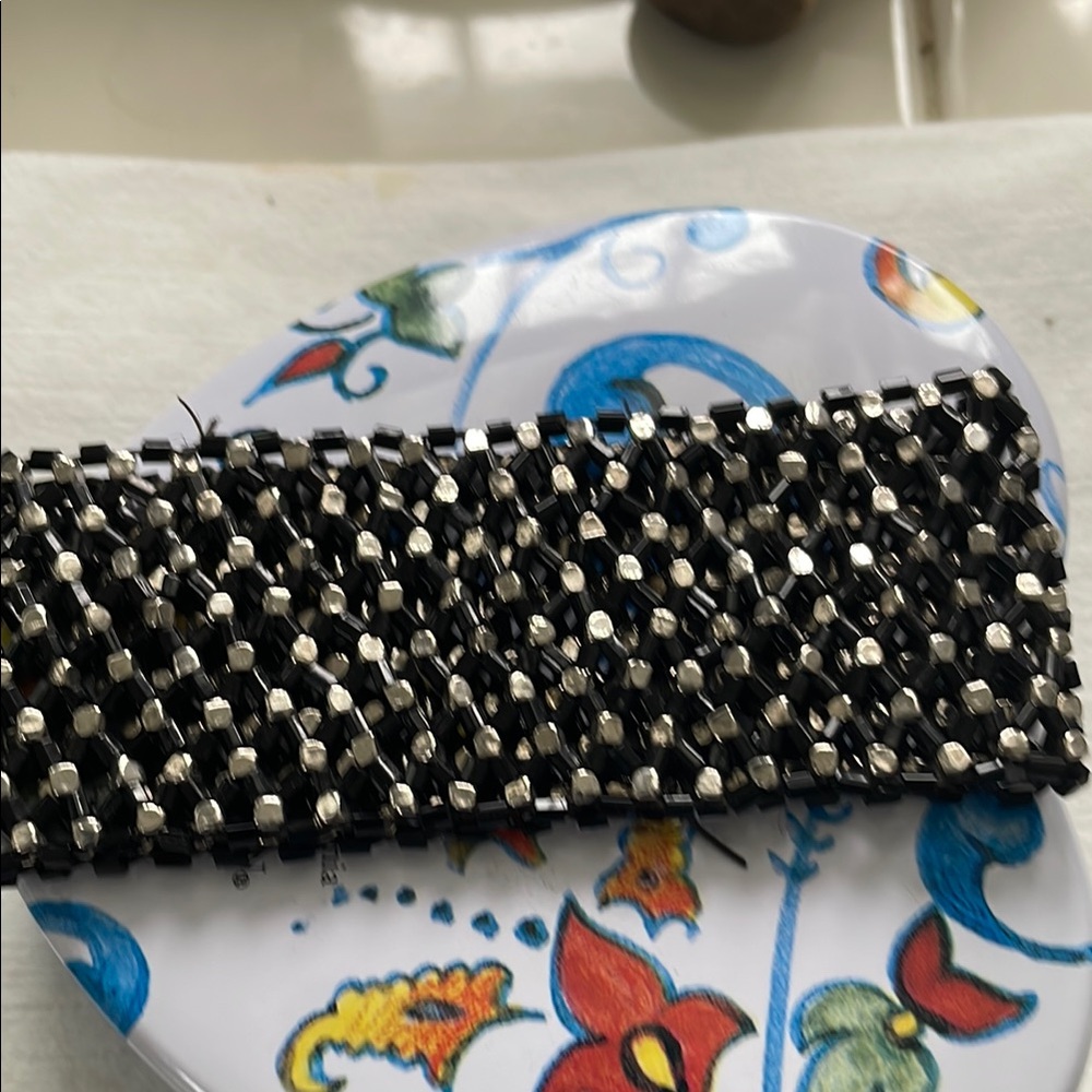 Chenille Black and Silver Womenn Bracelet